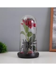 Фигурка светящаяся колба «Паук с розой», LED-ночник, 1.5 Вт, 3×AAA, чёрный, USB, 11×11×21 см Risalux