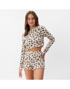 Пижама женская (лонгслив, шорты) Leo love, размер 52-54 Kaftan