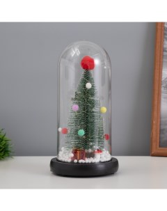 Фигурка светящаяся колба «Ёлка с шарами», LED-ночник, 1.5 Вт, 3×AAA, чёрный, USB, 11×11×21см Risalux