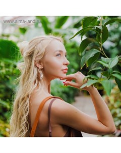 Серьги из дерева «Ваканда» монстера, цвет бело-коричневый в золоте Qf