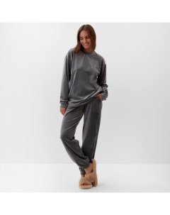 Костюм женский (свитшот, брюки) Plushy, размер 52-54, серый Kaftan