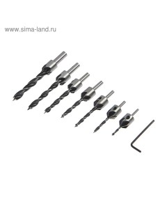 Набор сверл с зенкером, 3-4-5-6-7-8-10 мм, 7 шт. Tundra