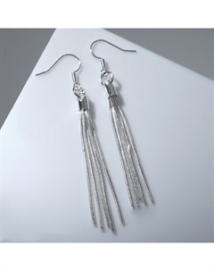 Серьги висячие «Водопад» узкие, цвет серебро, 7 см Qf