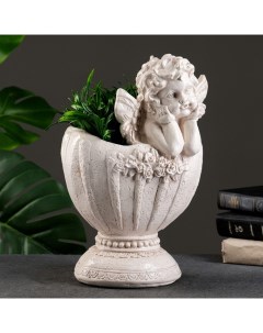 Декоративное кашпо для цветов «Ангел в вазе», 1.2 л, 20×35×23 см, гипс, белое Хорошие сувениры