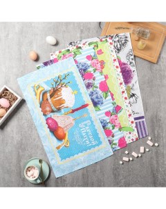 Набор кухонных полотенец «Счастье» 35×60 см-4 шт., 100% хлопок, рогожка 160 г/м² Доляна