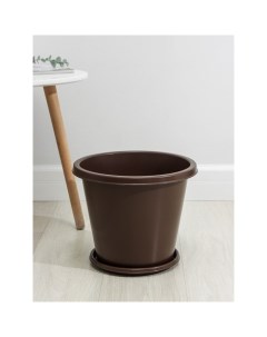 Горшок для цветов с поддоном «. Эконом», 10 л, пластиковый, коричневый Альтернатива