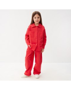 Костюм (рубашка и брюки) детский «Лён», размер 28 (86-92 см), красный Kaftan