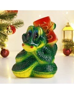 Копилка для денег «Змея с купюрой», гипс, 20×16 см, зелёная Хорошие сувениры