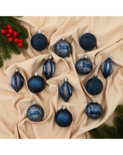 Ёлочные игрушки «Мелодия», новогодние, набор 13 шт., капелька, 6 см, синий Зимнее волшебство
