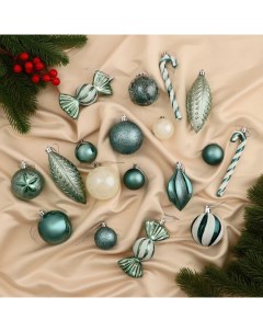 Ёлочные игрушки «Зимняя радость», новогодние, набор 40 шт., бело-зелёный Зимнее волшебство