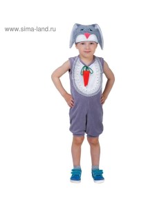 Карнавальный костюм для мальчика «Заяц с грудкой», велюр, комбинезон, шапка, от 1.5-3-х лет Страна карнавалия