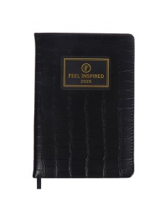 Ежедневник датированный 2025, A5, 168 листов, .Grande, твёрдая обложка из искусственной кожи, тиснение фольгой, ляссе, кремовый блок 70 г/м2, чёрный Devente