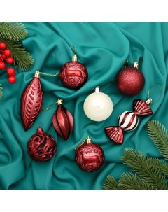 Ёлочные игрушки «Торжество», новогодние, набор 28 шт., белый/красный Зимнее волшебство