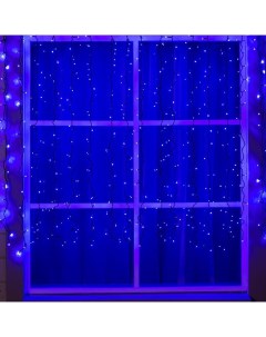Гирлянда «Занавес» 2×1.5 м, IP44, УМС, тёмная нить, 360 LED, свечение синее, 220 В Luazon lighting