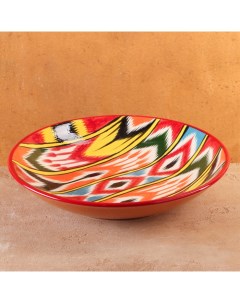 Ляган узбекский Риштанская Керамика «Атлас», d=33 см, разноцветный Шафран