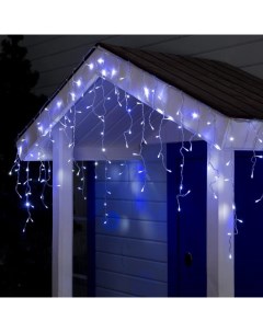 Гирлянда «Бахрома» 3×0.6 м, IP44, УМС, прозрачная нить, 160 LED, свечение бело-синее, мигание, 220 В Luazon lighting
