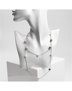 Колье «Бусины» нежность, цвет серебро 90 см Qf