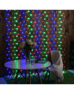 Гирлянда «Сеть» 2×3 м, IP44, УМС, прозрачная нить, 384 LED, свечение мульти, 220 В Luazon lighting