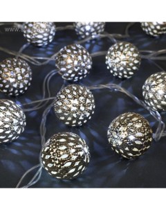 Гирлянда «Нить» 4 м с насадками «Шарик с узором», IP20, прозрачная нить, 20 LED, свечение белое, 8 режимов, 220 В Luazon lighting