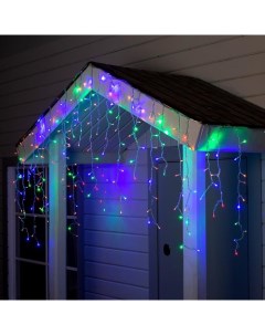 Гирлянда «Бахрома» 3×0.9 м, IP44, УМС, прозрачная нить, 232 LED, свечение мульти, 220 В Luazon lighting