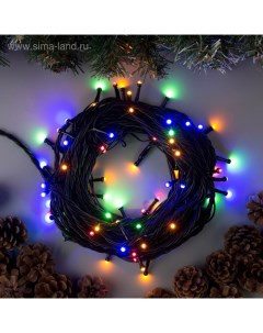 Гирлянда «Нить» 10 м, IP44, УМС, тёмная нить, 72 SMD-LED, свечение мульти, 220 В Luazon lighting