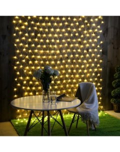 Гирлянда «Сеть» 2×3 м, IP44, УМС, прозрачная нить, 384 LED, свечение тёплое белое, 220 В Luazon lighting
