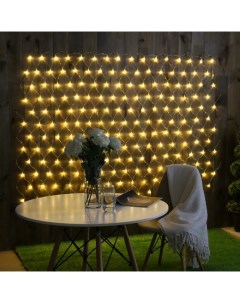 Гирлянда «Сеть» 2×1.5 м, IP44, УМС, прозрачная нить, 192 LED, свечение тёплое белое, 220 В Luazon lighting