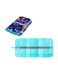 Пенал мягкий скрутка, 220х460 мм, "Бабочки", на шнуровке, на 37 предметов, неон Calligrata