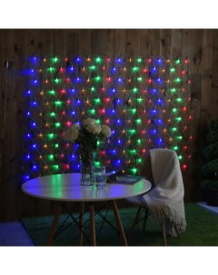 Гирлянда «Сеть» 2 × 1.5 м, IP44, УМС, прозрачная нить, 192 LED, свечение мульти, 220 В Luazon lighting