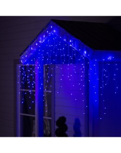 Гирлянда «Бахрома» 3×0.9 м, IP44, УМС, прозрачная нить, 232 LED, свечение синее, 220 В Luazon lighting