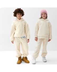 Костюм флисовый (худи и брюки) детский : Fleece Soft, бежевый, рост 116 см Minaku