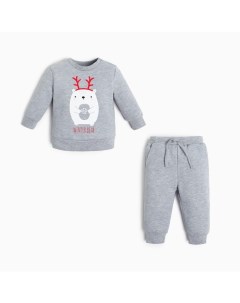 Комплект: джемпер и брюки «Merry Xmas», рост 62-68 см, цвет серый Крошка я