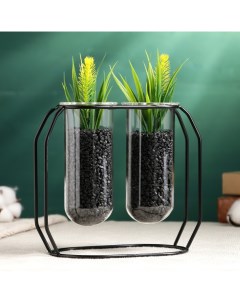 Набор фигурных кашпо для цветов, 200 мл, стекло, на металлической подставке Take it easy
