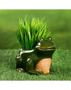 Горшок «Лягушка» керамический, 250 мл, 12×10×9 см, зелёный Take it easy