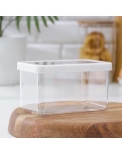 Контейнер для сыпучих продуктов «Степ», 1.1 л, 16×10×9.5 см, пластик, крышка белая Idea