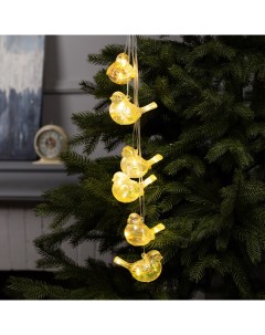 Гирлянда «Нить-грозди» 60 см, нить прозрачная, "Птички", 30 LED, 4.5 В, батарейки ААх3 (нет в комплекте), свечение тёплое белое Luazon lighting