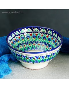 Бульонница узбекская Риштанская Керамика «Орнамент», 500 мл, d=15 см, синяя Шафран