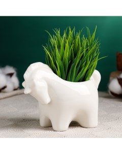 Горшок для цветов «Конь», керамический, 125 мл, 13×7×10 см, белый Take it easy