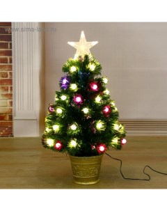 Искусственная ёлка с гирляндой Led настольная «. Огонёк», 60 см, d нижнего яруса 35 см, 54 ПВХ веток отгибаются Зимнее волшебство