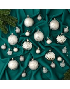 Ёлочные игрушки «Хоровод», шары новогодние, d=2.5 и 5.5 см, набор 33 шт. Зимнее волшебство