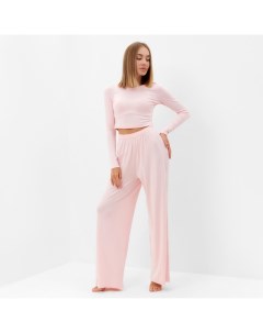 Пижама женская (лонгслив, брюки) : Home collection, размер 46, розовая Minaku