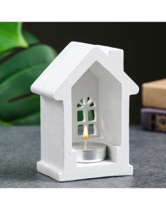 Подсвечник на 1 свечу «Домик», гипс, белый, 12×8.5×6 см Хорошие сувениры