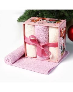 Набор махровых полотенец «. Енот и лисичка», 30×30 см - 3 шт., хлопок 100% Этель