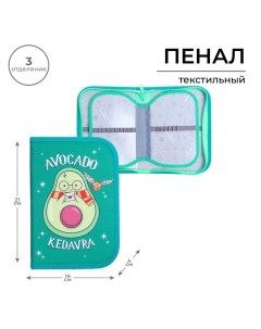 Пенал 3 секции, вкладка внутри, 140 х 210 х 40 мм, тканевый, TOP Block "Авокадо", в стиле Гарри Поттера Calligrata