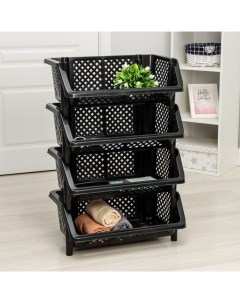 Этажерка напольная для хранения «Эконом», 4-х секционная, МИКС Альтернатива
