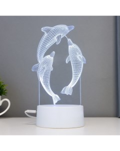Светильник сенсорный «Дельфины» LED 7 цветов USB/от батареек белый Risalux