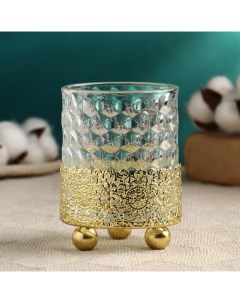 Декоративное кашпо для цветов «Алис», 320 мл, 11×8 см, стекло, на металлической подставке Take it easy