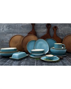 Тарелка «Церера», d=20 см, с бортиком, фарфор, голубая Magistro