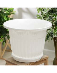 Горшок для цветов с поддоном «Лозанна», 25 л, пластиковый, белый Альтернатива