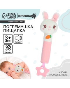 Пищалка - погремушка «Милая зайка», с прорезывателем, от 3 мес. Крошка я